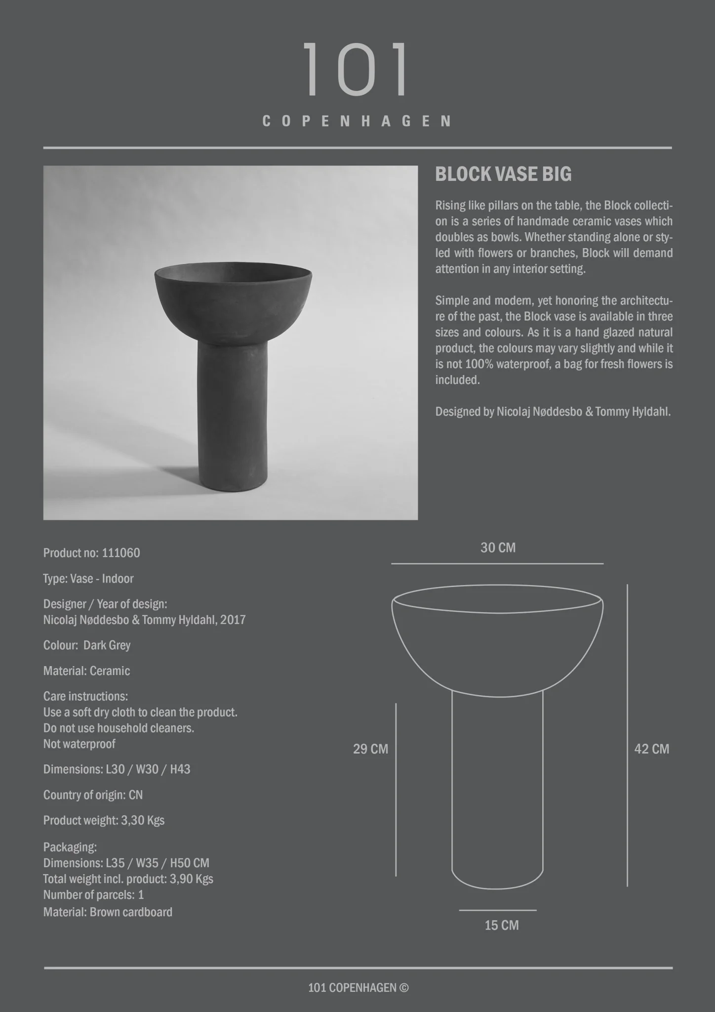 Block Vase, Big - Dark Grey - Image 6
