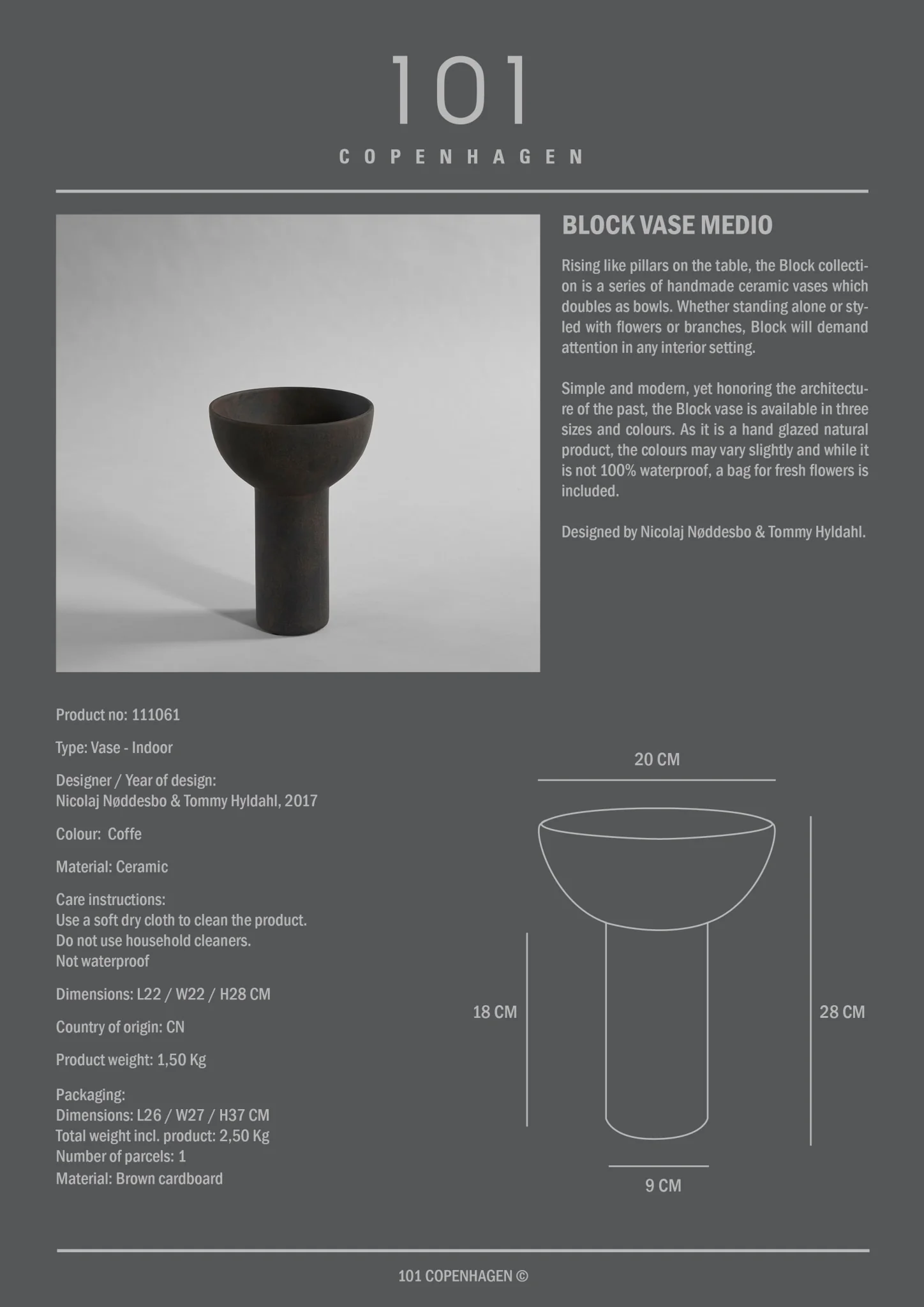 Block Vase, Medio - Coffee - Image 10