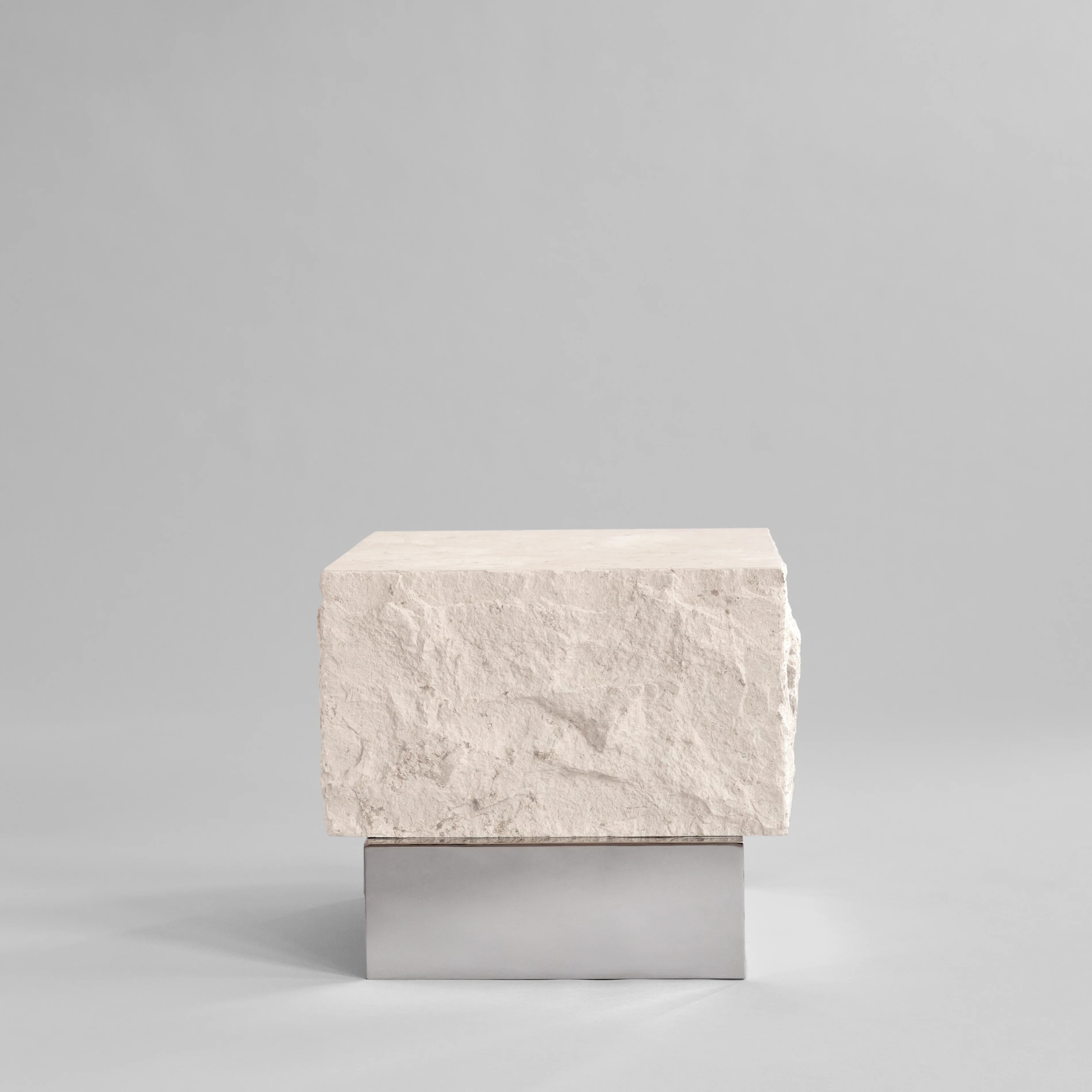 Temple Coffee Table, Low - Chrome / Limestone - Image 5