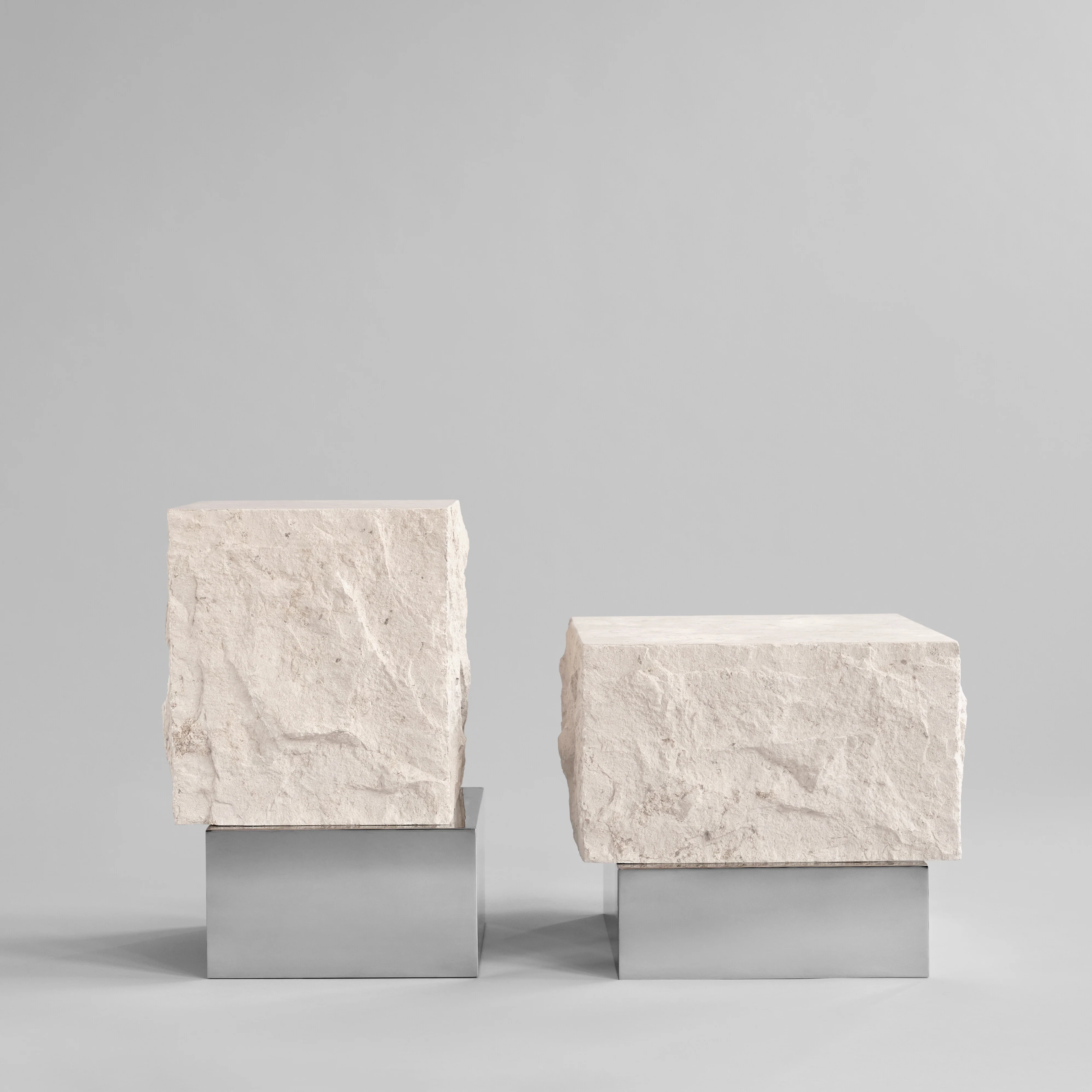 Temple Coffee Table, Low - Chrome / Limestone - Image 6