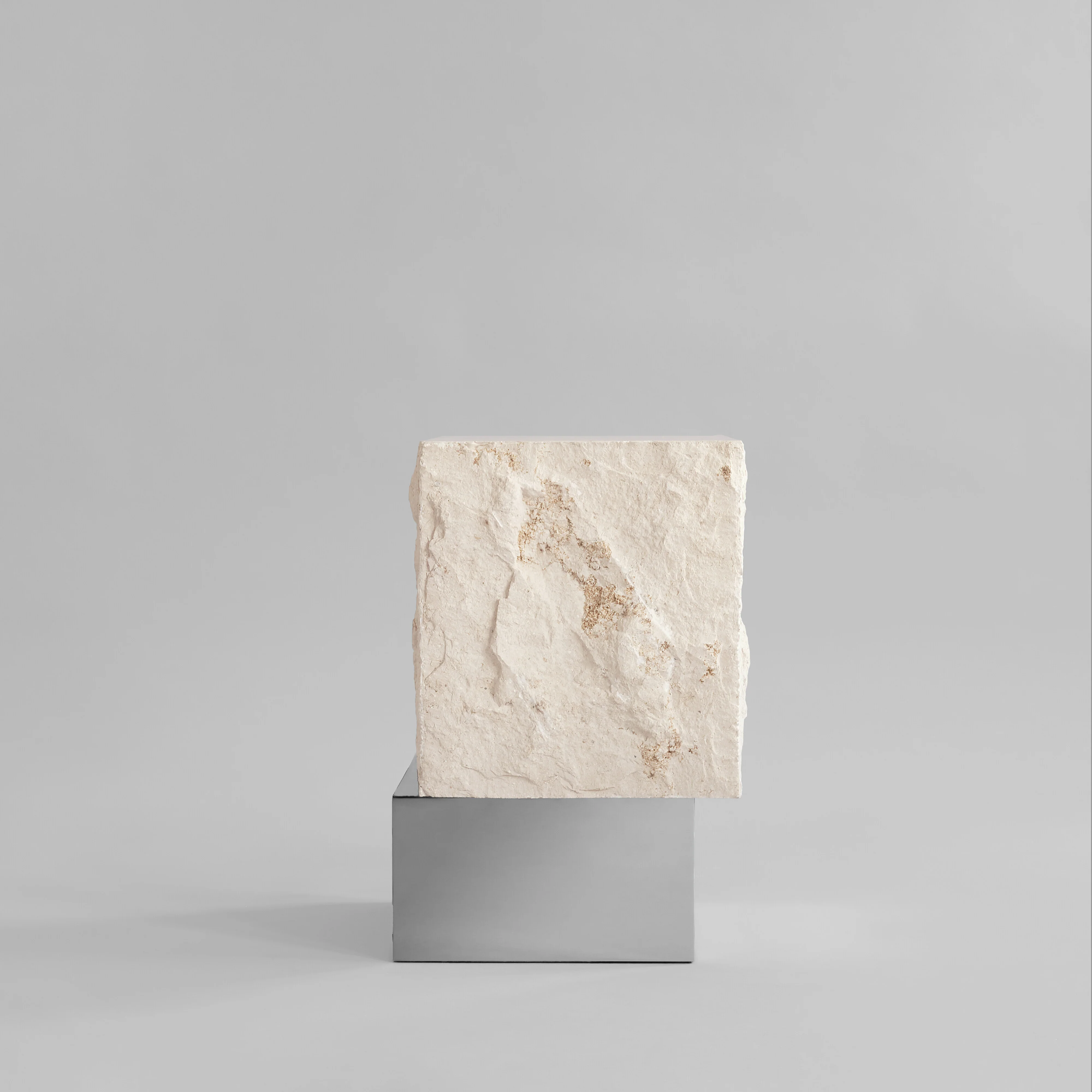 Temple Coffee Table, Tall - Chrome / Limestone - Image 5